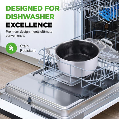 5 QT Stainless Steel Stew Pot - Non-Stick, Scratch-Resistant, Glass Lid