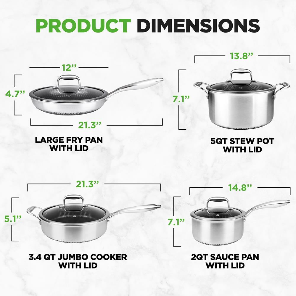 8-Piece Cookware Set, Quick Heat, Triply Stainless Steel, Non