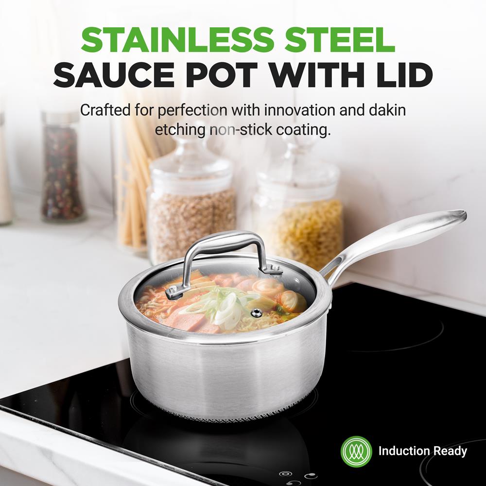 product image number 2 for NutriChef Stainless Steel Sauce Pot With Lid