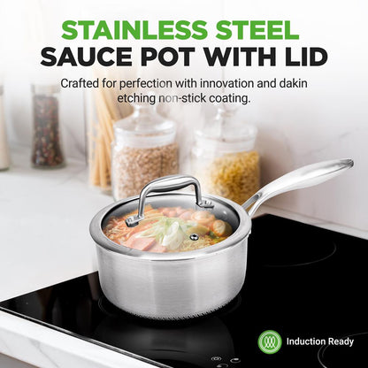 product image number 2 for NutriChef Stainless Steel Sauce Pot With Lid