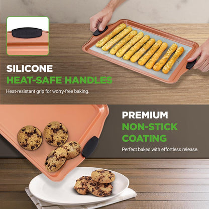 5-Piece Non-Stick Baking Pan Set, Stackable Carbon Steel, Easy Clean