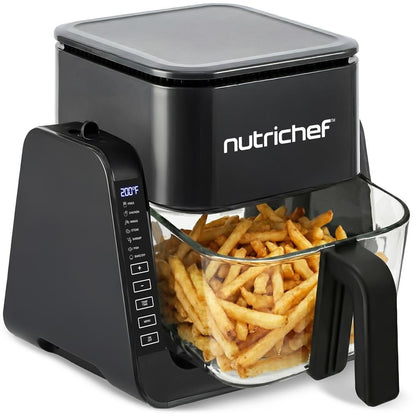 4 QT Air Fryer & Grill, 7-in-1, Glass Pot, Digital Control, Black