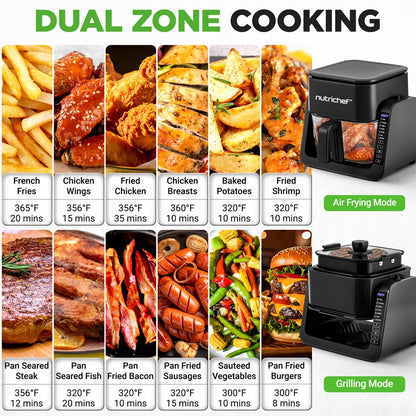 4 QT Air Fryer & Grill, 7-in-1, Glass Pot, Digital Control, Black