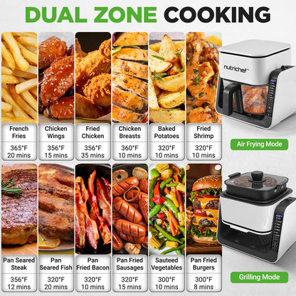 4 QT Air Fryer Grill Combo, Even Cooking, Glass Pot, White