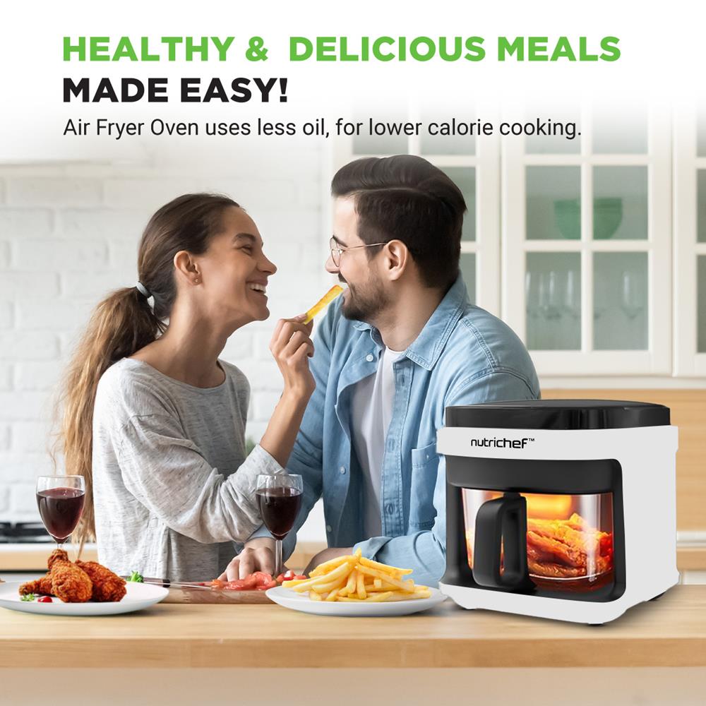 5.8QT Air Fryer, Quick Cooking, Transparent Bowl, White – Pyle USA