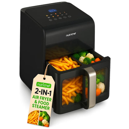 6L Electric Air Fryer & Steamer, 12 Presets, Transparent Window