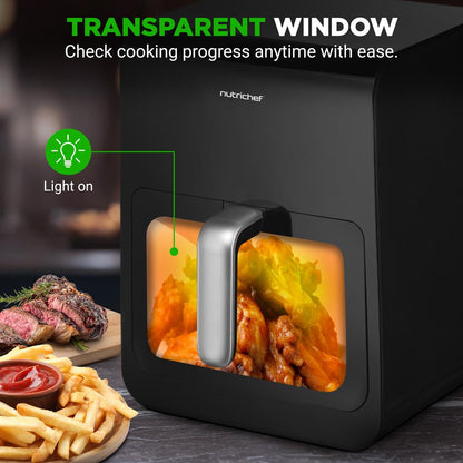 6L Electric Air Fryer & Steamer, 12 Presets, Transparent Window