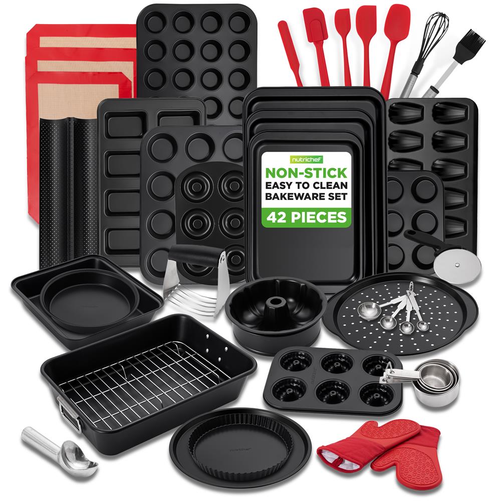 42-Piece Nonstick Bakeware Set - Perfect Baking Results - Carbon Steel ...