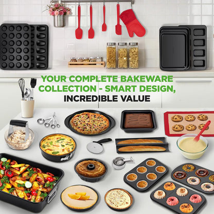 42-Piece Nonstick Bakeware Set - Perfect Baking Results - Carbon Steel