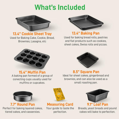 Stackable Non-Stick Bakeware Set, Easy Release Carbon Steel, Black