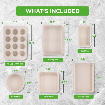 6-Piece Nonstick Bakeware Set, Ceramic Coating, Carbon Steel, Turquoise