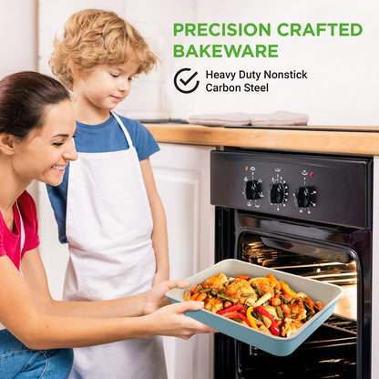 6-Piece Nonstick Bakeware Set, Ceramic Coating, Carbon Steel, Turquoise