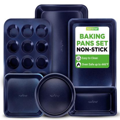 6-Piece Nonstick Bakeware Set - Easy Clean Carbon Steel, Dishwasher Safe