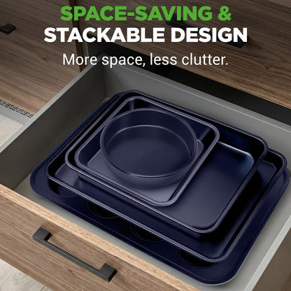 6-Piece Nonstick Bakeware Set - Easy Clean Carbon Steel, Dishwasher Safe
