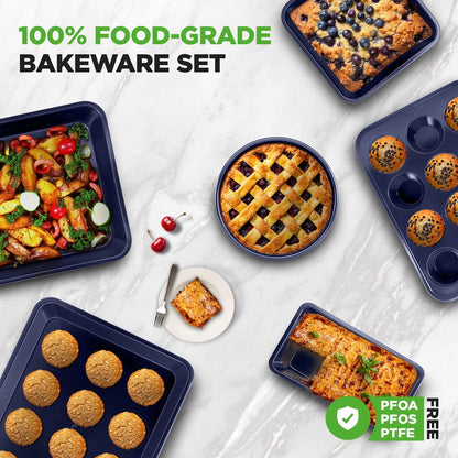 6-Piece Nonstick Bakeware Set - Easy Clean Carbon Steel, Dishwasher Safe