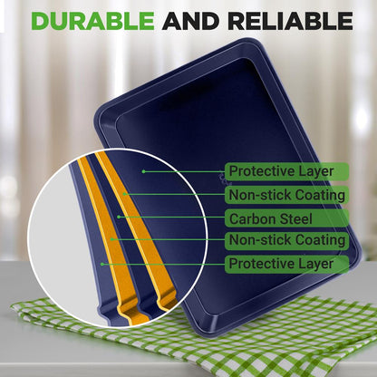 6-Piece Nonstick Bakeware Set - Easy Clean Carbon Steel, Dishwasher Safe