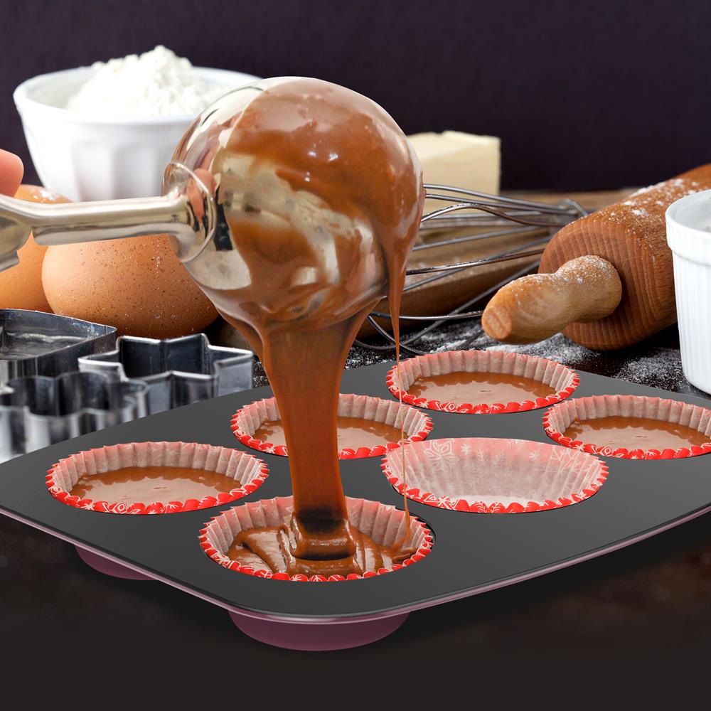 8-Piece Nonstick Bakeware Set - Space-Saving Stackable Design, Purple - Thumbnail 5