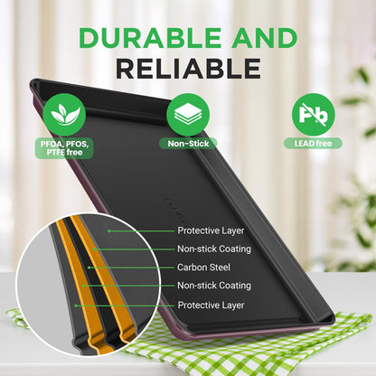 8-Piece Nonstick Bakeware Set - Space-Saving Stackable Design, Purple