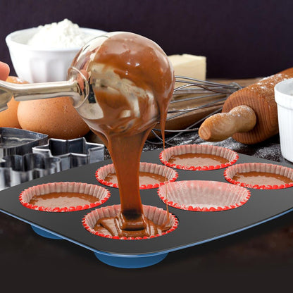 8-Piece Nonstick Bakeware Set - Space-Saving Carbon Steel, Blue