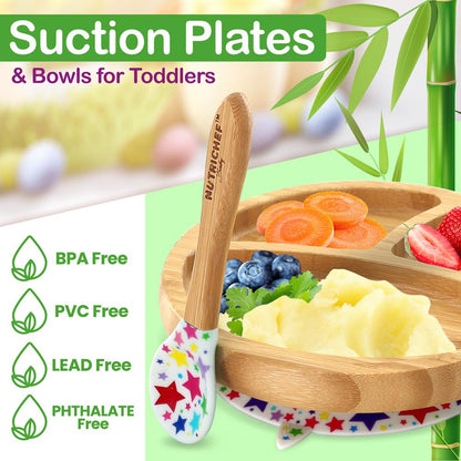 product image number 3 for NutriChef Silicone Bamboo Baby Plate & Spoon