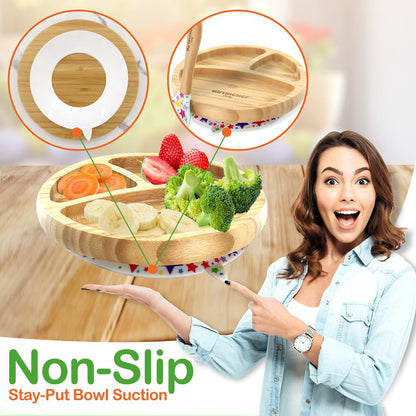 product image number 5 for NutriChef Silicone Bamboo Baby Plate & Spoon