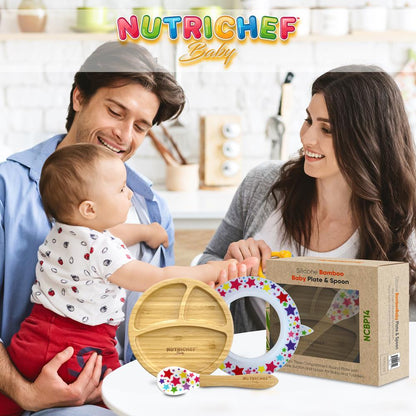 product image number 7 for NutriChef Silicone Bamboo Baby Plate & Spoon