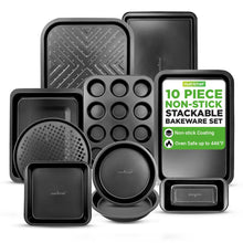10-Piece Nonstick Bakeware Set - Easy Release Carbon Steel, Gray