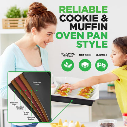 10-Piece Nonstick Bakeware Set - Easy Release Carbon Steel, Gray