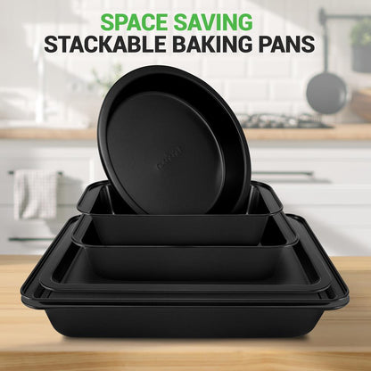 10-Piece Nonstick Bakeware Set - Easy Release Carbon Steel, Gray