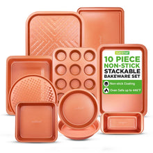 10-Piece Nonstick Bakeware Set, Easy Clean Carbon Steel, Copper