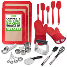 23-Piece Baking Utensil Set - Versatile, Silicone, Red