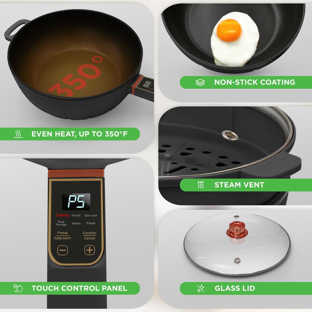 Pyle Electric Frying Pan & Steamer - Thumbnail 2