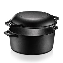 2-In-1 Pre-Seasoned Non-Stick Cast Iron Double Dutch Oven And Skillet Lid