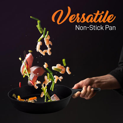 Pre-Seasoned Cast Iron Skillet Set 3pc Nonstick Even-Heat Drip Spout