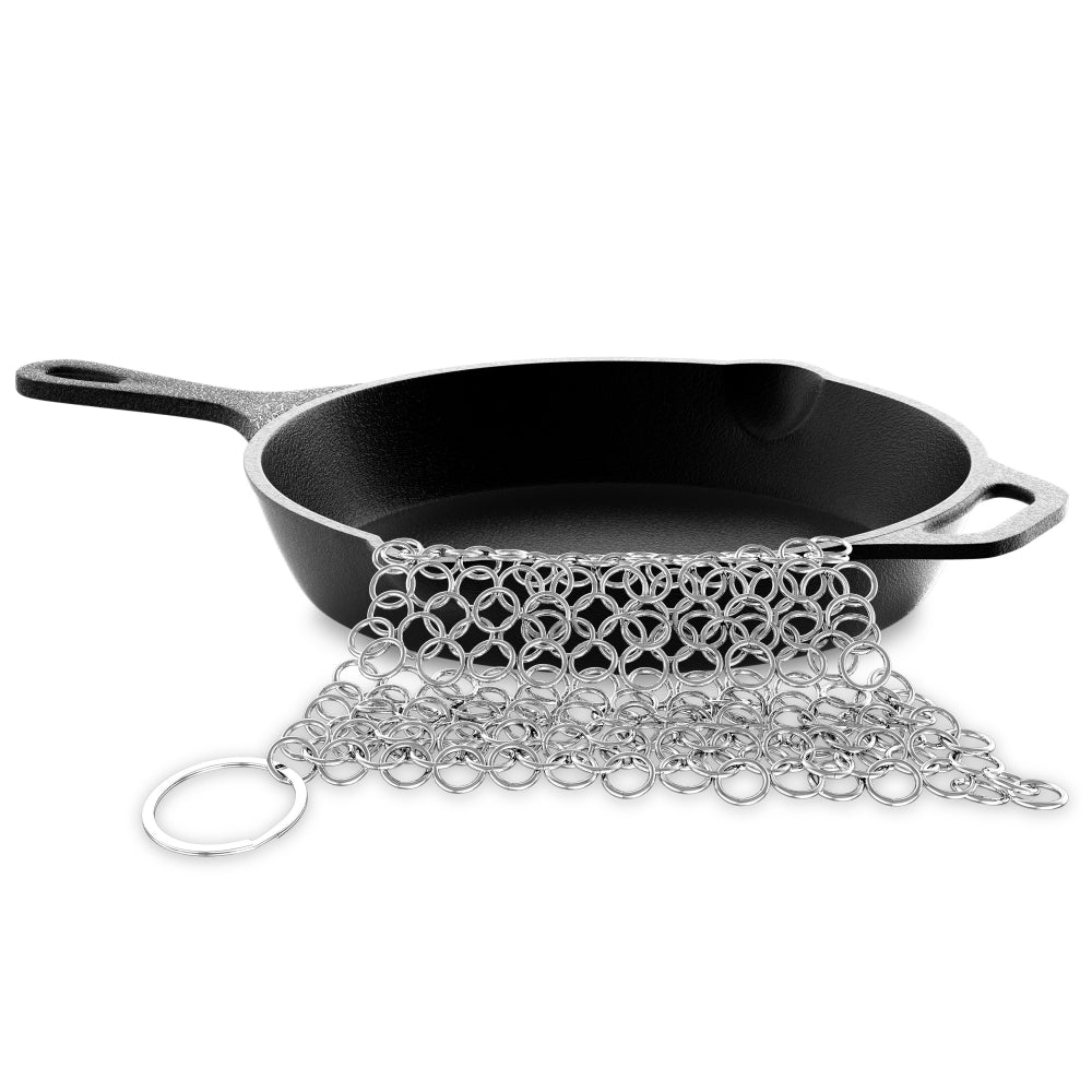 Cast Iron Cleaner - Cuts Cleaning Time - Stainless Steel Chainmail