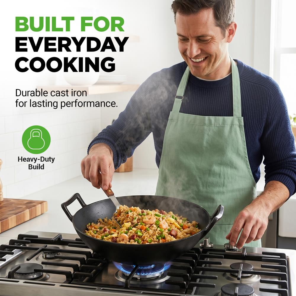 Pyle Cast Iron Wok - Thumbnail 2