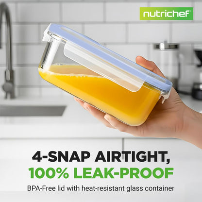 Glass Food Storage Set 10-Piece Leak-Proof Borosilicate Blue Lids