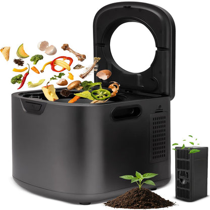 Electric Kitchen Composter 4L, Self-Cleaning, Odorless & Low Noise, Turning Food Waste Into Fertilizer (Gray)