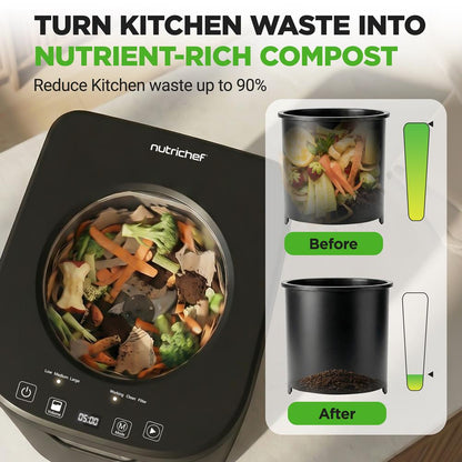 Electric Kitchen Composter 4L, Self-Cleaning, Odorless & Low Noise, Turning Food Waste Into Fertilizer (Gray)