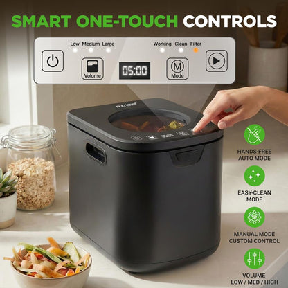 Electric Kitchen Composter 4L, Self-Cleaning, Odorless & Low Noise, Turning Food Waste Into Fertilizer (Gray)