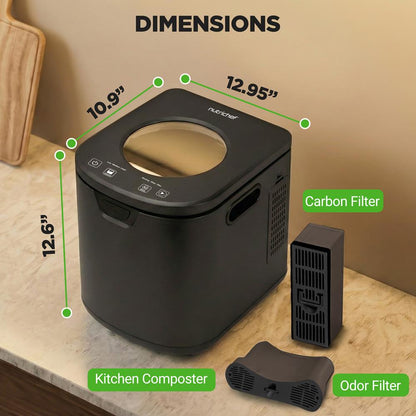 Electric Kitchen Composter 4L, Self-Cleaning, Odorless & Low Noise, Turning Food Waste Into Fertilizer (Gray)