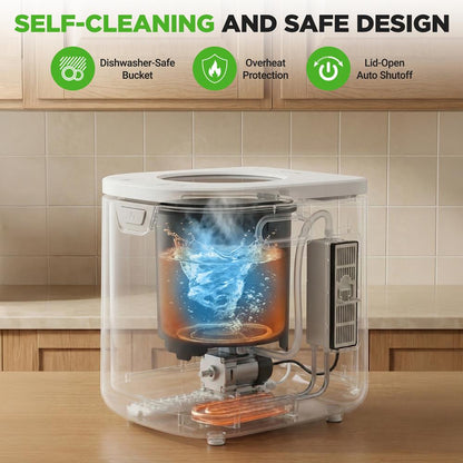 Electric Kitchen Composter 4L, Self-Cleaning, Odorless & Low Noise, Turning Food Waste Into Fertilizer (White)