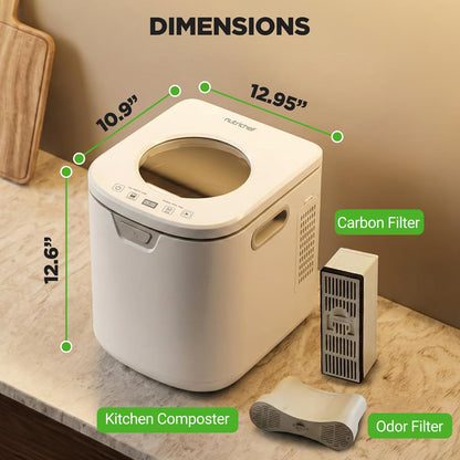Electric Kitchen Composter 4L, Self-Cleaning, Odorless & Low Noise, Turning Food Waste Into Fertilizer (White)