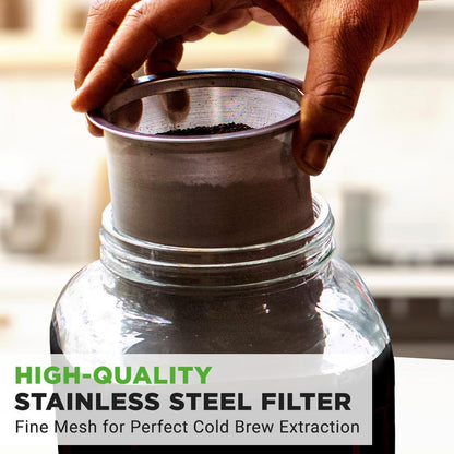 Cold Brew Coffee Maker 1-Gallon Leak-Proof Glass with Steel Spigot