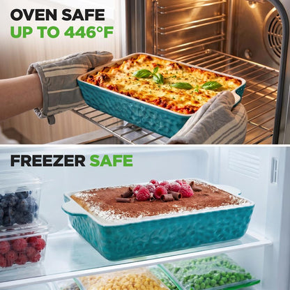 3-Piece Ceramic Casserole Set, Non-Stick, Oven Safe, Aqua