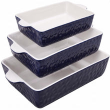 3-Piece Ceramic Casserole Set, Nonstick, Oven Safe, Royal Blue