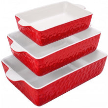 3-Piece Ceramic Casserole Set, Nonstick, Oven Safe, Red