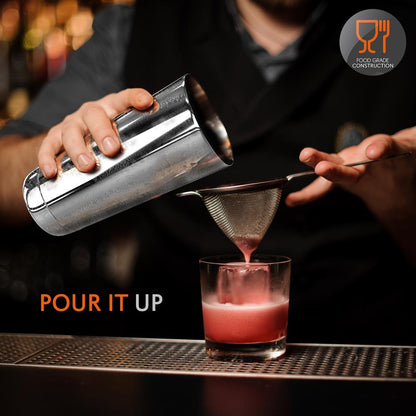 Cocktail Shaker Set 15 Pcs - Stainless Steel, Dishwasher Safe, Silver