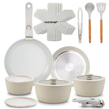 18-Piece Stylish Kitchen Cookware Set - Ceramic Nonstick Pots & Pans With Detachable Handles (Green)