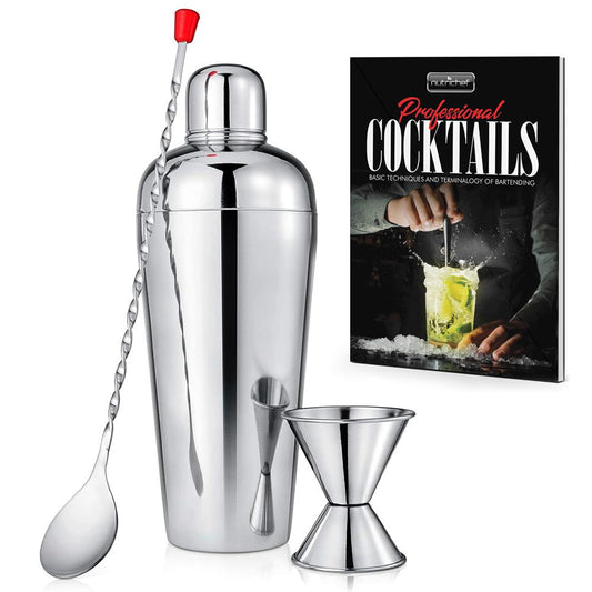 3-Piece Bartender Set, Professional Mixology, Stainless Steel, Silver